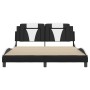 Bed frame with LED lights, black and white PE leather, 160x200 cm. by , Beds and slatted bases - Ref: Foro24-3214034, Price: ...