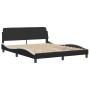 Estructura cama con luces LED cuero PE negro blanco 160x200 cm de , Camas y somieres - Ref: Foro24-3214034, Precio: 201,13 €,...