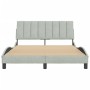 Bed frame with light gray velvet headboard 120x200cm by , Beds and slatted bases - Ref: Foro24-3207837, Price: 181,54 €, Disc...