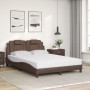 Bed with brown synthetic leather mattress 140x190 cm by , Beds and slatted bases - Ref: Foro24-3208791, Price: 376,84 €, Disc...