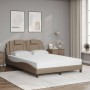 Bed with synthetic leather cappuccino mattress 140x190 cm by , Beds and slatted bases - Ref: Foro24-3208793, Price: 382,57 €,...