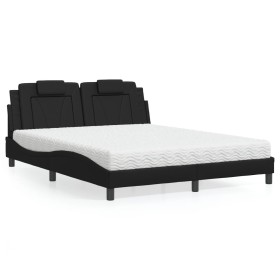 Bed with black synthetic leather mattress 160x200 cm by , Beds and slatted bases - Ref: Foro24-3208803, Price: 459,58 €, Disc...