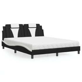 Bed with black and white synthetic leather mattress 160x200 cm by , Beds and slatted bases - Ref: Foro24-3208808, Price: 410,...