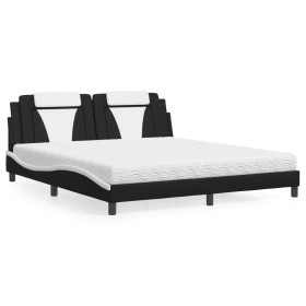 Bed with black and white synthetic leather mattress 180x200 cm by , Beds and slatted bases - Ref: Foro24-3208815, Price: 437,...