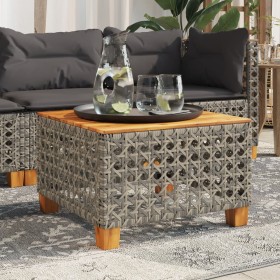 Garden table made of synthetic rattan and acacia wood in gray, measuring 55x55x36 cm. by , Garden tables - Ref: Foro24-365930...