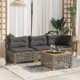 Garden table made of synthetic rattan and acacia wood in gray, measuring 55x55x36 cm. by , Garden tables - Ref: Foro24-365930...