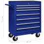 Carrito caja de herramientas 7 cajones azul de vidaXL, Carretillas de carga - Ref: Foro24-147173, Precio: 245,34 €, Descuento: %