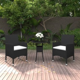 3-piece garden bistro set, black PE rattan with tempered glass. by , Garden sets - Ref: Foro24-3095901, Price: 188,14 €, Disc...