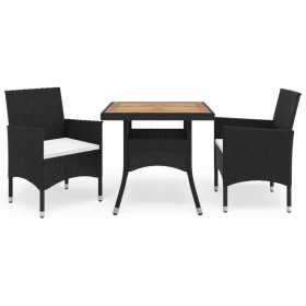 3-piece garden dining set made of synthetic rattan and solid black wood. by , Garden sets - Ref: Foro24-3095922, Price: 229,6...