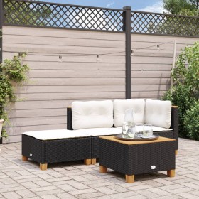 Garden stool and black synthetic rattan cushion 63.5x56x32 cm by , Outdoor ottomans - Ref: Foro24-365911, Price: 65,15 €, Dis...