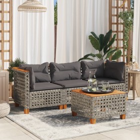 Dreisitziges Gartensofa mit grauen Kissen aus synthetischem Rattan. von , Outdoor-Sofas - Ref: Foro24-365939, Preis: 267,13 €...