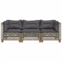 Dreisitziges Gartensofa mit grauen Kissen aus synthetischem Rattan. von , Outdoor-Sofas - Ref: Foro24-365939, Preis: 265,91 €...