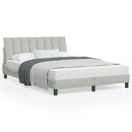 Estructura de cama con cabecero terciopelo gris claro 140x190cm de , Camas y somieres - Ref: Foro24-3207849, Precio: 181,83 €...