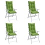 High back chair cushions 4 units green melange fabric 120x50x7cm by , Cushions for chairs and sofas - Ref: Foro24-4002362, Pr...