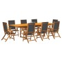 9-piece solid acacia wood and textilene garden dining set by , Garden sets - Ref: Foro24-3279265, Price: 979,20 €, Discount: %