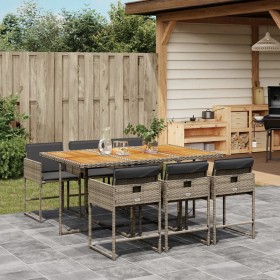 Garden dining set 7 pieces and gray synthetic rattan cushions by , Garden sets - Ref: Foro24-3278041, Price: 577,13 €, Discou...