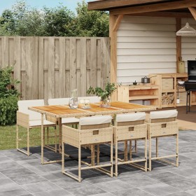 Garten-Essgruppe, 7-teilig, mit beigen Polstern aus synthetischem Rattan. von , Gartensets - Ref: Foro24-3278043, Preis: 571,...