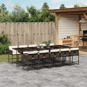 Garten-Essgruppe 11-teilig mit braunen Kunststoff-Rattan-Kissen. von , Gartensets - Ref: Foro24-3278060, Preis: 965,28 €, Rab...