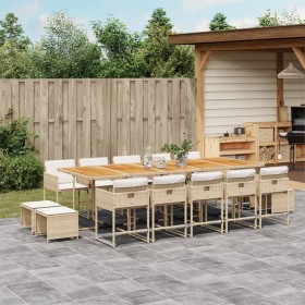 Garten-Essgruppe mit 15-teiligen Kissen aus synthetischem Rattan in Beige. von , Gartensets - Ref: Foro24-3278127, Preis: 1,0...