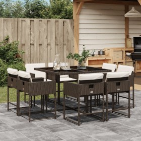 Garten-Essgruppe, 9-teilig, mit braunen Kunststoff-Rattan-Kissen. von , Gartensets - Ref: Foro24-3278144, Preis: 578,65 €, Ra...