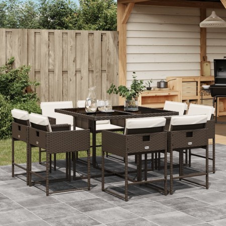 Garden dining set 9 pieces with brown synthetic rattan cushions by , Garden sets - Ref: Foro24-3278144, Price: 577,99 €, Disc...