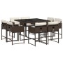 Garden dining set 9 pieces with brown synthetic rattan cushions by , Garden sets - Ref: Foro24-3278144, Price: 578,65 €, Disc...