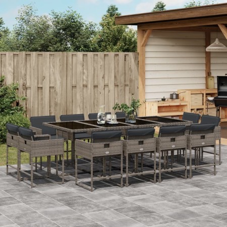 Garden dining set with 13-piece synthetic rattan gray cushions. by , Garden sets - Ref: Foro24-3278167, Price: 994,52 €, Disc...