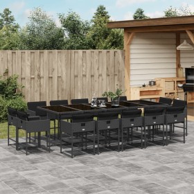 Garten-Essgruppe mit 15-teiligen Kissen aus schwarzem Kunststoff-Rattan. von , Gartensets - Ref: Foro24-3278178, Preis: 1,00 ...