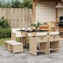 Garten-Essgruppe 9-teilig mit Kissen aus synthetischem Rattan in Beige. von , Gartensets - Ref: Foro24-3277905, Preis: 451,78...