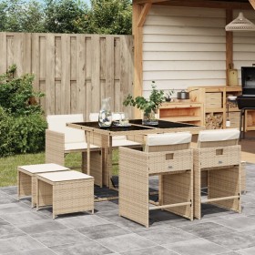 Garten-Essgruppe 9-teilig mit Kissen aus synthetischem Rattan in Beige. von , Gartensets - Ref: Foro24-3277905, Preis: 452,14...