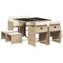 Set comedor de jardín 9 pzas con cojines ratán sintético beige de , Conjuntos de jardín - Ref: Foro24-3277905, Precio: 451,78...