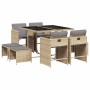 Garten-Essgruppe 9-teilig mit Kissen aus synthetischem Rattan in Beige. von , Gartensets - Ref: Foro24-3277907, Preis: 516,99...