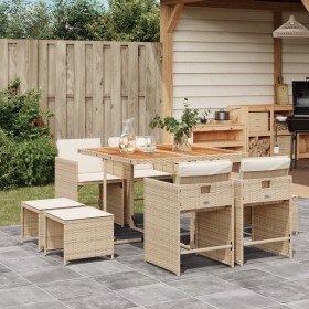 Garten-Essgruppe 9-teilig mit Kissen aus synthetischem Rattan in Beige. von , Gartensets - Ref: Foro24-3277911, Preis: 469,99...