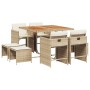 Set comedor de jardín 9 pzas con cojines ratán sintético beige de , Conjuntos de jardín - Ref: Foro24-3277911, Precio: 472,48...