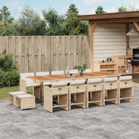 Garten-Essgruppe mit 15-teiligen Kissen aus synthetischem Rattan in Beige. von , Gartensets - Ref: Foro24-3277947, Preis: 1,0...