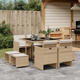 Garten-Essgruppe 9-teilig mit Kissen aus synthetischem Rattan in Beige. von , Gartensets - Ref: Foro24-3277725, Preis: 468,37...