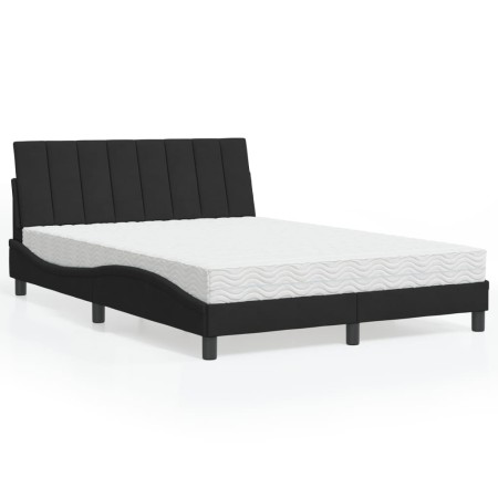 Cama con colchón terciopelo negro 140x200 cm de , Camas y somieres - Ref: Foro24-3208600, Precio: 445,44 €, Descuento: %