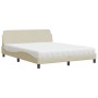 Bed with cream-colored fabric mattress 160x200 cm by , Beds and slatted bases - Ref: Foro24-3208429, Price: 387,99 €, Discoun...