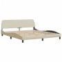 Bed with cream-colored fabric mattress 160x200 cm by , Beds and slatted bases - Ref: Foro24-3208429, Price: 387,99 €, Discoun...