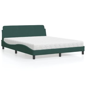 Cama con colchón terciopelo verde oscuro 160x200 cm de , Camas y somieres - Ref: Foro24-3208434, Precio: 384,99 €, Descuento: %