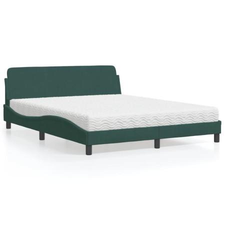 Bed with dark green velvet mattress 160x200 cm by , Beds and slatted bases - Ref: Foro24-3208434, Price: 384,55 €, Discount: %