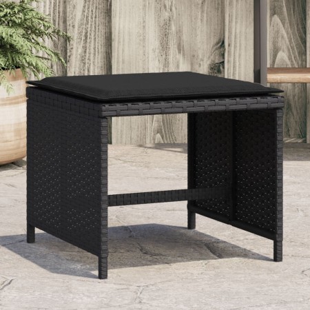 Gartenhocker mit Kissen 4 Stück PE-Rattan Schwarz 40x40x35cm von , Hocker für den Außenbereich - Ref: Foro24-4007484, Preis: ...