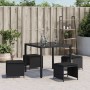 Gartenhocker mit Kissen 4 Stück PE-Rattan Schwarz 40x40x35cm von , Hocker für den Außenbereich - Ref: Foro24-4007484, Preis: ...