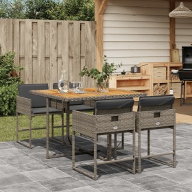 5-piece garden dining set with gray synthetic rattan cushions by , Garden sets - Ref: Foro24-3278029, Price: 385,46 €, Discou...