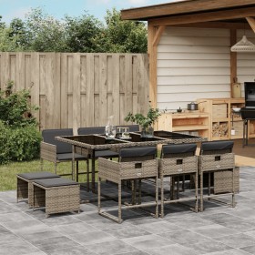 Garten-Essgruppe 11-teilig mit grauen Polstern aus synthetischem Rattan von , Gartensets - Ref: Foro24-3278095, Preis: 661,99...