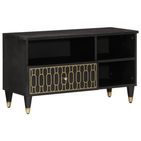 Solid mango wood TV stand 80x33x46 cm by , CD and DVD storage - Ref: Foro24-358337, Price: 91,62 €, Discount: %