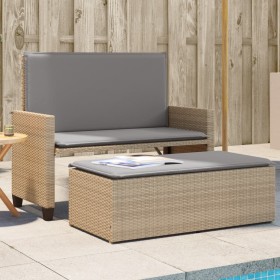 Garden bench with cushions and synthetic beige rattan footrest by , garden benches - Ref: Foro24-368410, Price: 253,99 €, Dis...