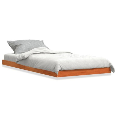 Estructura de cama madera maciza de pino marrón cera 90x200 cm de , Camas y somieres - Ref: Foro24-847153, Precio: 55,43 €, D...