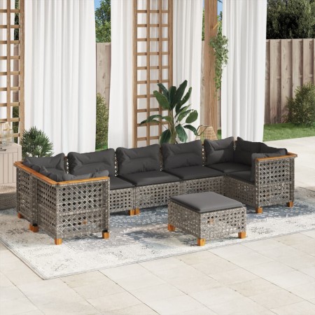 Gartensofa-Set und Kissen, 8-teilig, aus grauem Kunst-Rattan. von , Gartensets - Ref: Foro24-3261765, Preis: 671,99 €, Rabatt: %