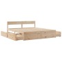 Solid pine wood bed frame with drawers 200x200 cm by , Beds and slatted bases - Ref: Foro24-3282336, Price: 341,99 €, Discoun...